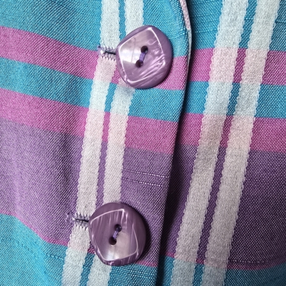 Vintage Pastel Plaid Suit Vest Tank Top - Picture 3 of 9